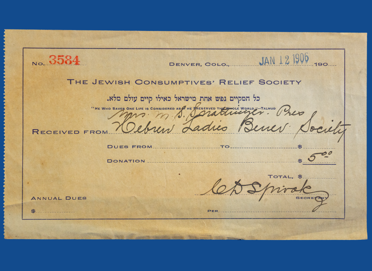 reciept from the Jewish Consuptives Relief Society